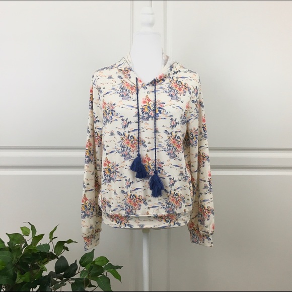 bobeau Tops - Bobeau Tassel Tie Pullover Hoodie